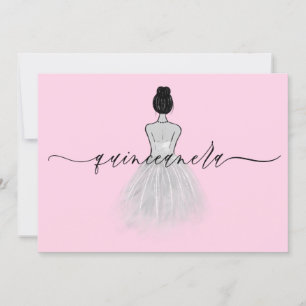 Schwarz & Weiß Classic Dress Blush Quinceanera Einladung