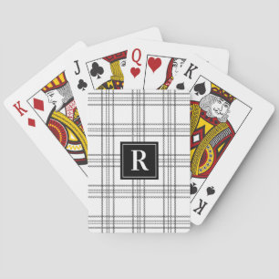 Schwarz-weiß Classic Kariert Monogramm Spielkarten