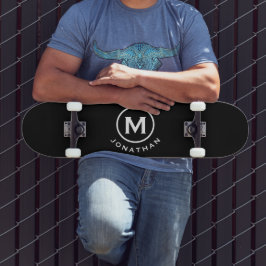 Schwarz-weiß-Classic-Monogramm Skateboard