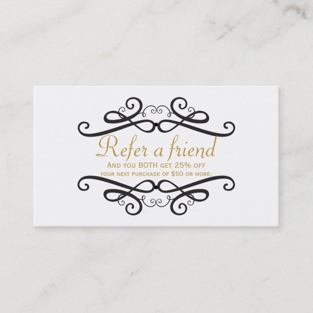 Schwarz/Weiß Classic REFER A FRIEND Client Card Empfehlungskarte (Vorderseite)