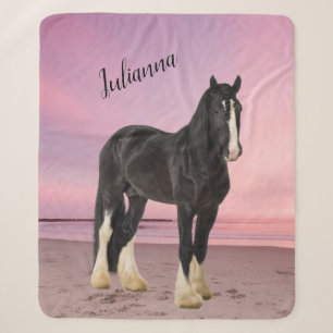 Schwarz-Weiß-Clydesdale am Strand bei Sunset Sherpadecke