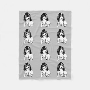 Schwarz-Weiß-Cocker-Spaniels Grau Fleecedecke