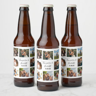 Schwarz-Weiß-Collage des Hochzeitsstils Foto Bierflaschenetikett
