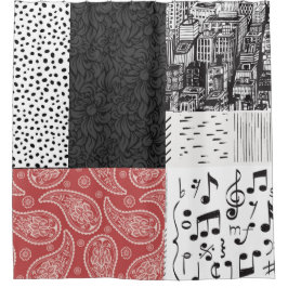 Schwarz-Weiß-Collage Duschvorhang