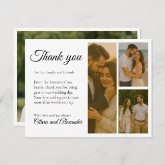 Schwarz-Weiß-Collage Wedding Danke-Card Save The Date