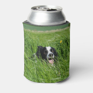 Schwarz-Weiß-Collie im Gras Dosenkühler
