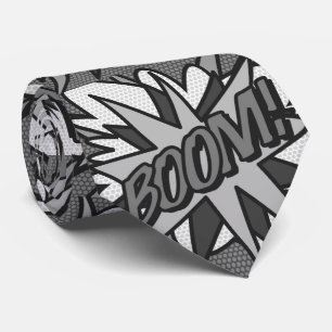 Schwarz-weiß Comic-Book Pop-Art BOOM Superheld Krawatte