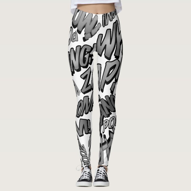 Schwarz-Weiß-Comic Buch Pop Art Sounds Leggings (Vorderseite)