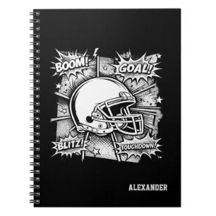 Schwarz-Weiß-Comic-Fußball-Notizbuch-Journal Notizblock