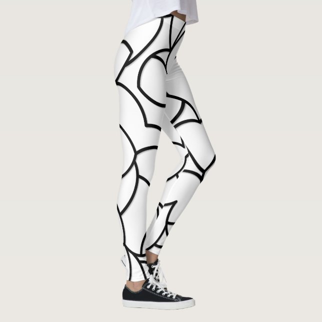 Schwarz-Weiß-Comingled Abstrakt Leggings (Rechts)