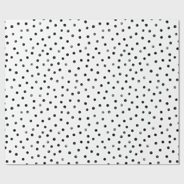Schwarz-Weiß-Confetti-Punkte Geschenkpapier (Flach)