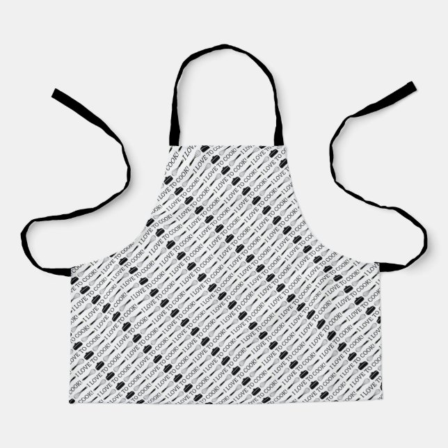 Schwarz-Weiß-Cooking Typografie-Muster Schürze (Vorderseite)