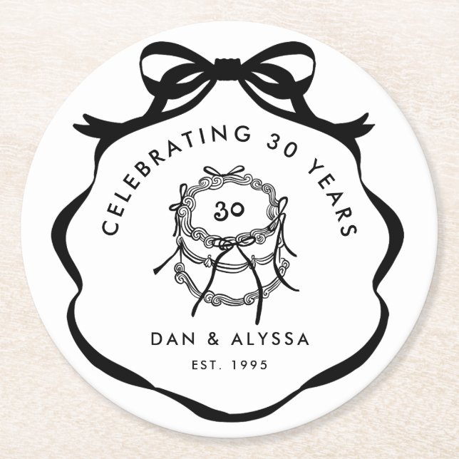 Schwarz-Weiß-Coquette-Bow besser zusammenarbeiten Runder Pappuntersetzer (Vorderseite)