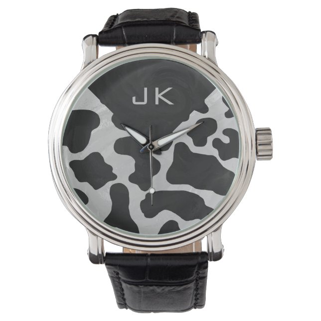 Schwarz-Weiß-Cow Armbanduhr (Vorderseite)