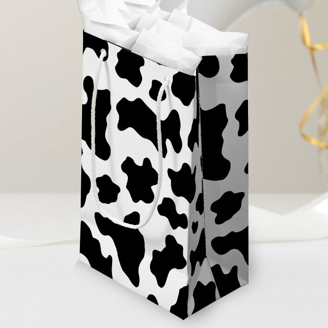 Schwarz-Weiß-Cowgirl Kleine Geschenktüte (cow print gift bag)