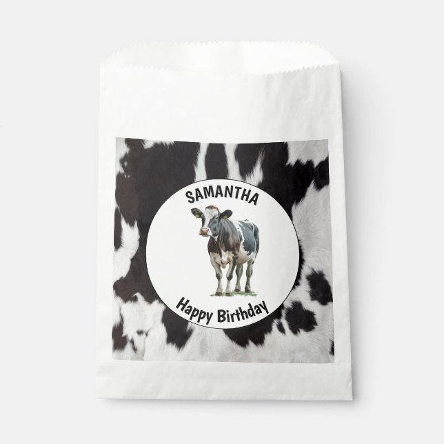 Schwarz-Weiß-Cowhide Geschenktütchen (Vorderseite)