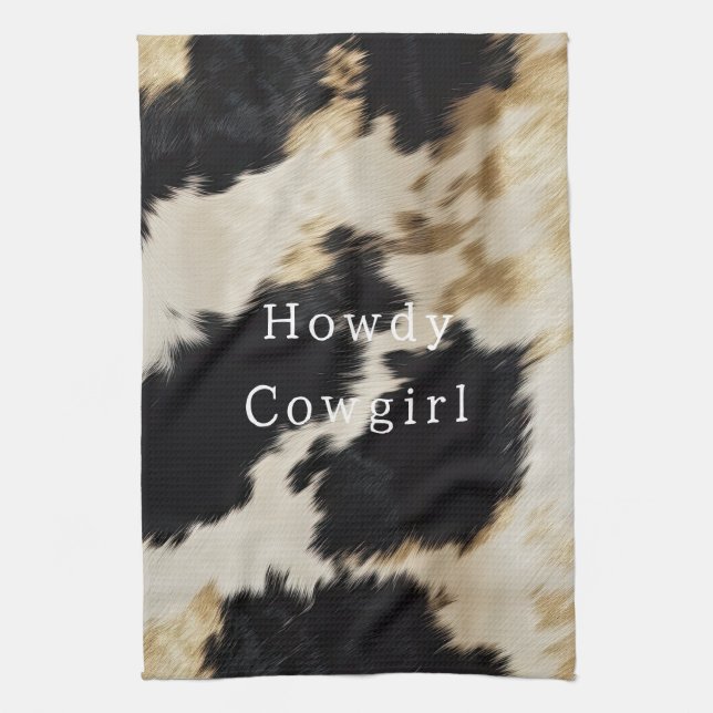 Schwarz-weiß Cowhide Geschirrtuch (Vertikal)