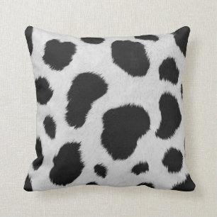 Schwarz-Weiß-Cowhide-Imitate-Streifen Kissen