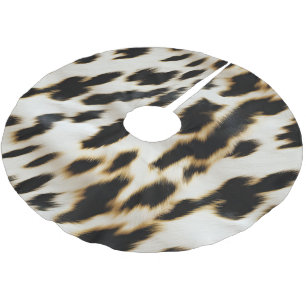 Schwarz-weiß Cowhide Polyester Weihnachtsbaumdecke