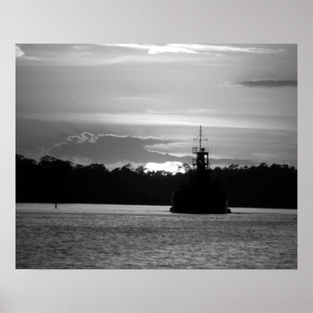 Schwarz-Weiß-Crab-Boot im Sonnenuntergang 16x20 Poster (Vorne)