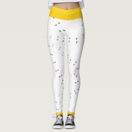 Schwarz-Weiß-Crazy-Chicken-Run | Gelber Pop Leggings