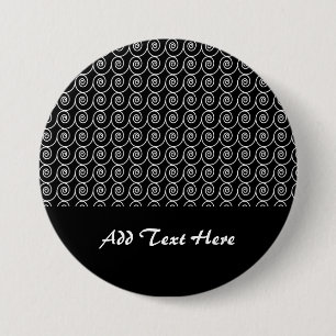 Schwarz-Weiß Curlie Cue-Muster Button