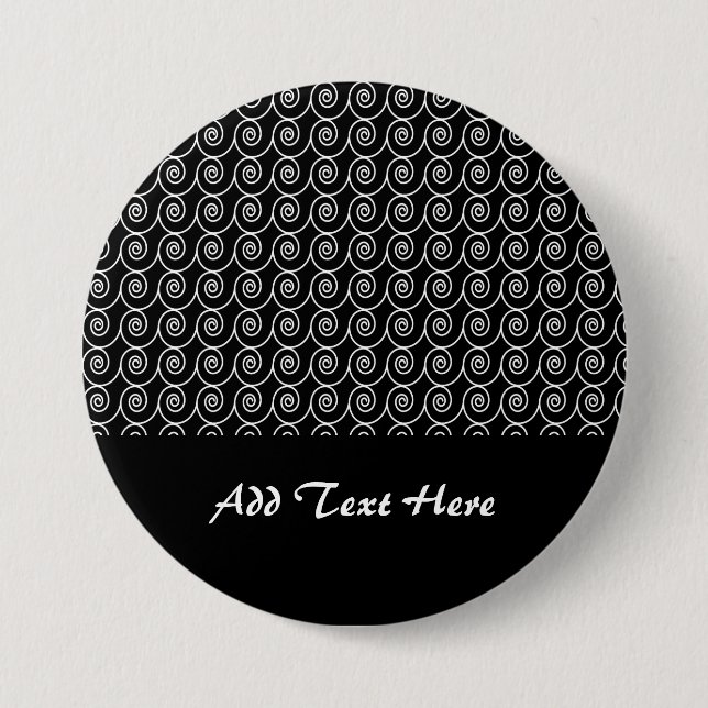Schwarz-Weiß-Curlie-Farbmuster Button (Vorderseite)