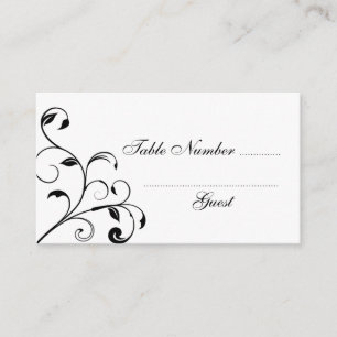 Schwarz-Weiß-Curls Hochzeitstisch-Platzkarten Platzkarte