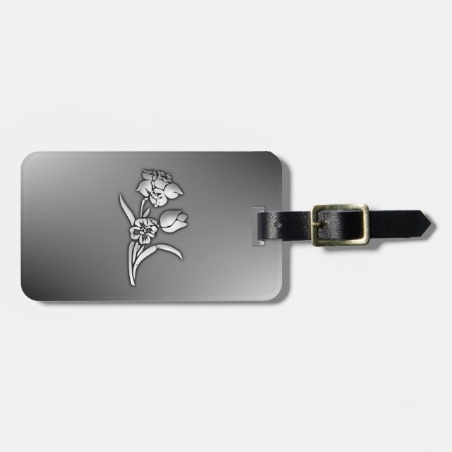 Schwarz-Weiß-Daffodin Gepäckanhänger (Vorderseite horizontal)