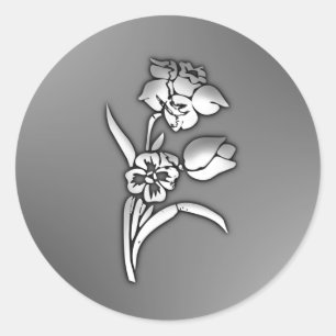 Schwarz-Weiß-Daffodin Runder Aufkleber