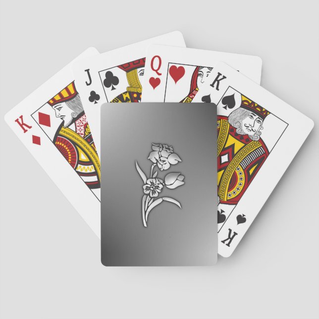 Schwarz-Weiß-Daffodin Spielkarten (Rückseite)