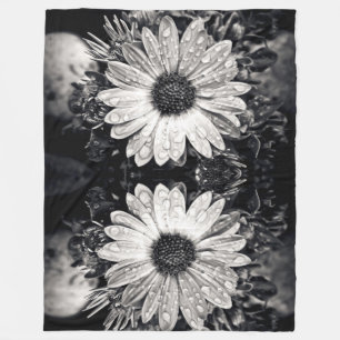 Schwarz-Weiß-Daisy-Blume Fleece Blanket