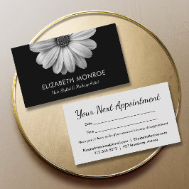 Schwarz-Weiß-Daisy-Salon-Haarstylist Terminkarte
