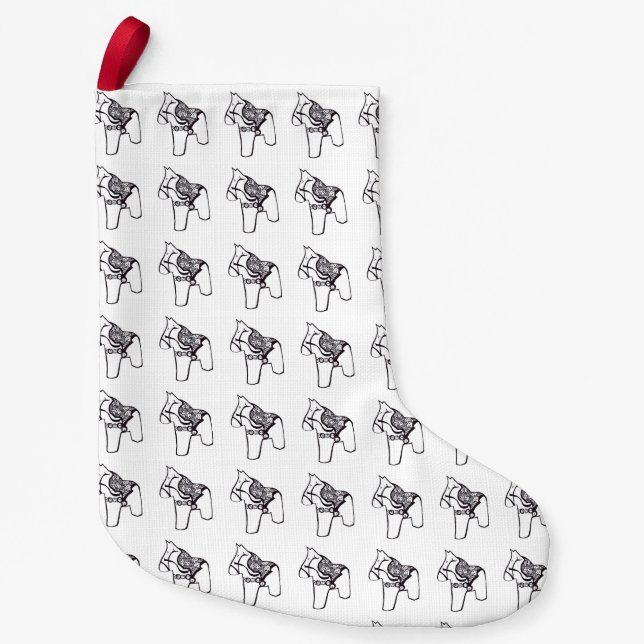 Schwarz-Weiß-Dala-Pferd Kleiner Weihnachtsstrumpf (Vorderseite)