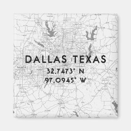Schwarz & Weiß Dallas Texas Karte benutzerdefinier Magnet