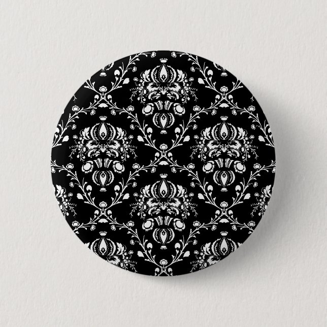 Schwarz-Weiß-Damask Button (Vorderseite)