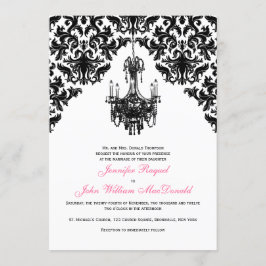 Schwarz-weiß Damask Candelier Weditation Einladung