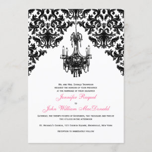 Schwarz-weiß Damask Candelier Weditation Einladung