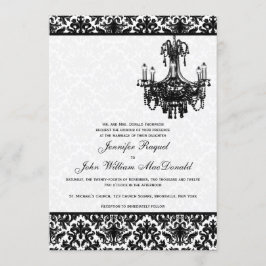 Schwarz-weiß Damask Candelier Weditation Einladung