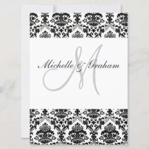 Schwarz-Weiß Damask Elegante Hochzeit Einladung