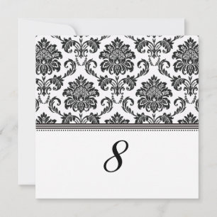 Schwarz-Weiß-Damask-Empfangstisch-Nummer Einladung
