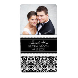 Schwarz-weiß Damask Foto Hochzeitsmarken