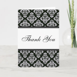 Schwarz-Weiß-Damask-Hochzeit-Dankeskarten Dankeskarte