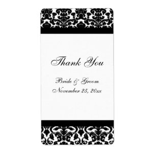 Schwarz-weiß Damask Hochzeitsmarken