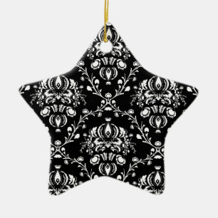 Schwarz-Weiß-Damask Keramik Ornament