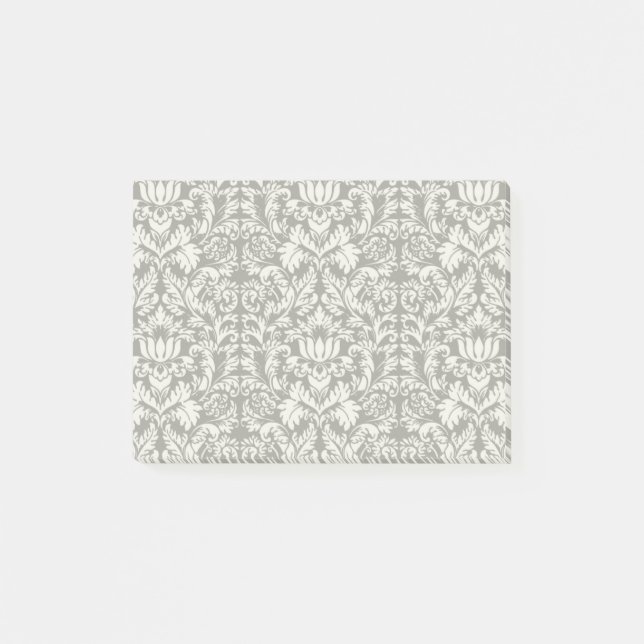 Schwarz-weiß Damask Lace Brocade Post-it Klebezettel (Vorderseite)