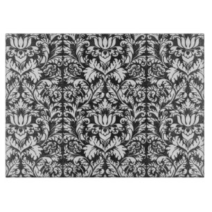 Schwarz-weiß Damask Lace Brocade Schneidebrett