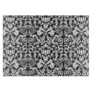 Schwarz-weiß Damask Lace Brocade Schneidebrett