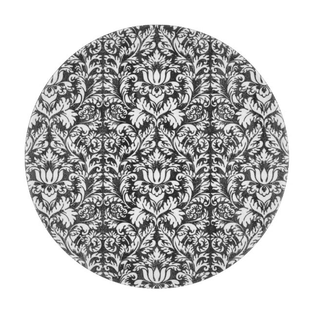 Schwarz-weiß Damask Lace Brocade Schneidebrett (Vorderseite)