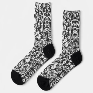 Schwarz-weiß Damask Lace Brocade Socken
